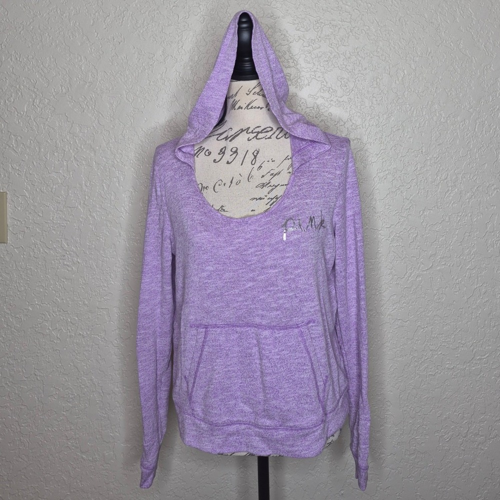Victorias Secret PINK Hoodie Purple Heather Scoop Neck Pullover XS